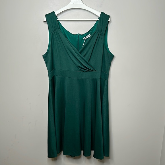 GRACE KARIN Green Sleeveless Wrap V-Neck A-line Cocktail Swing Dress - Picture 3 of 15